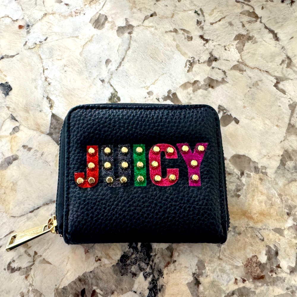 Juicy Couture Black Leather Gold Studded Wallet